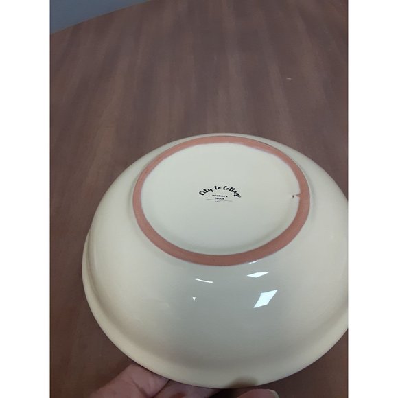 Lavender Pattern Purple & Cream Handmade Hand Painted Ceramic Salad Pasta Fruit - Picture 8 of 9